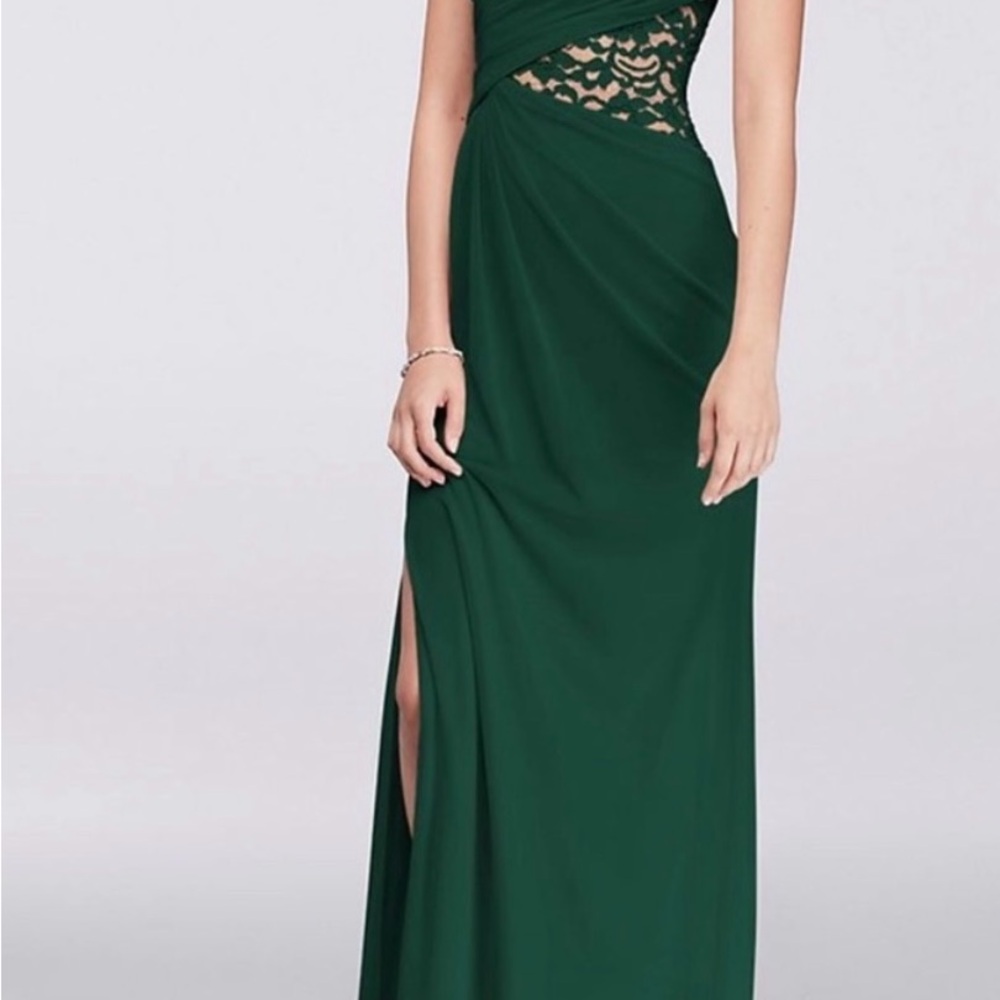 David's Bridal Emerald Lace Maxi Dress